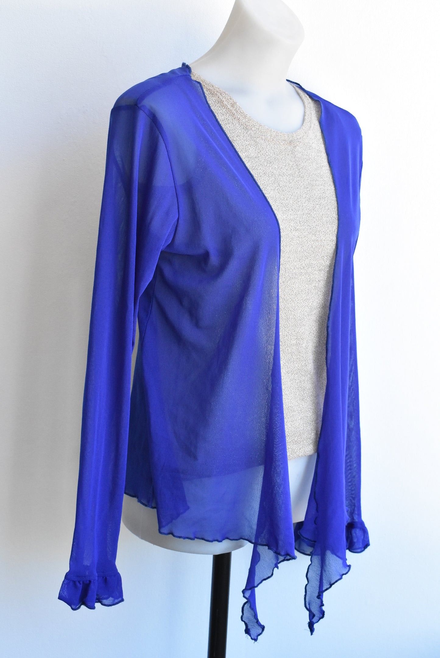 The Carpenters Daughter blue mesh shrug, size XS
