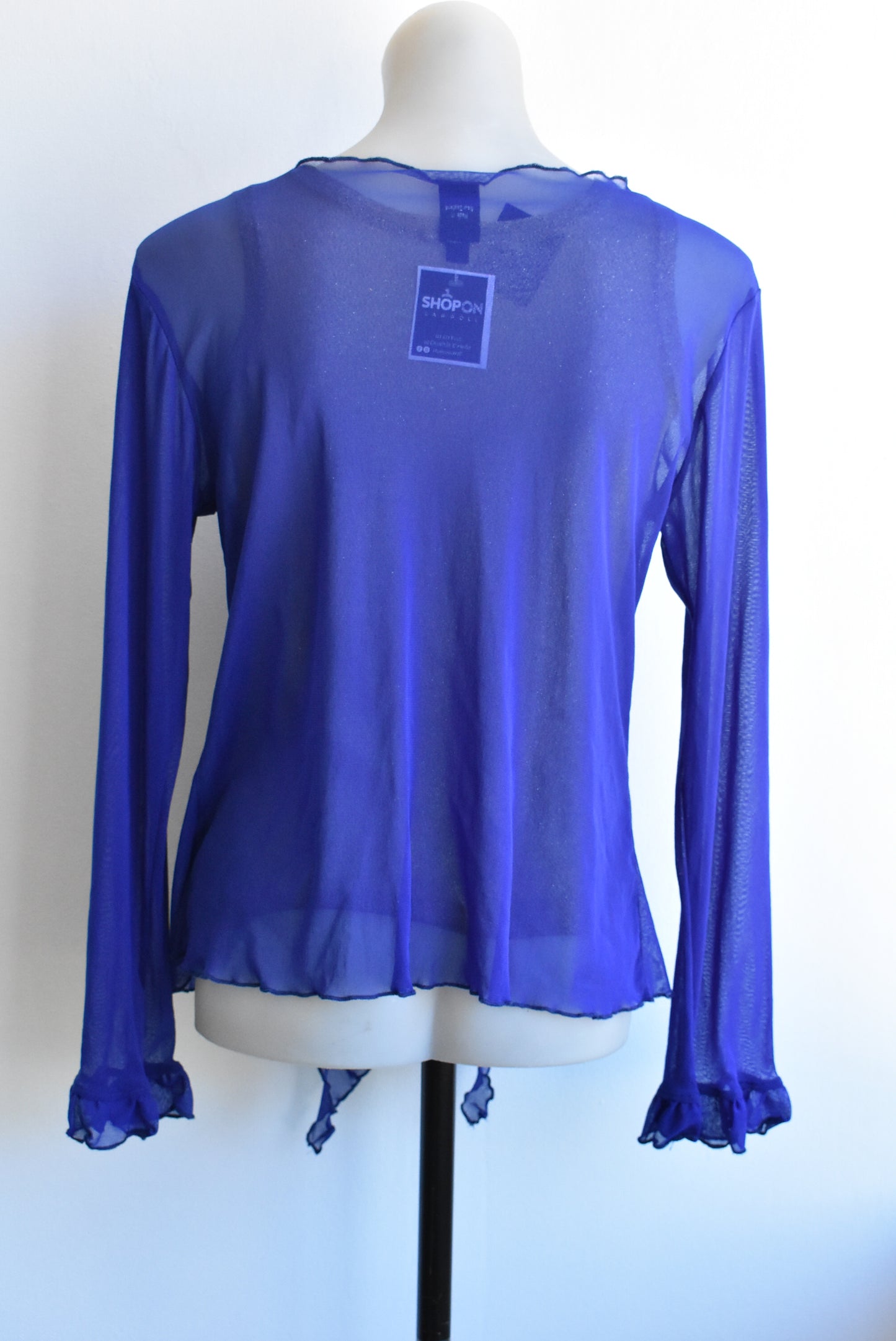 The Carpenters Daughter blue mesh shrug, size XS