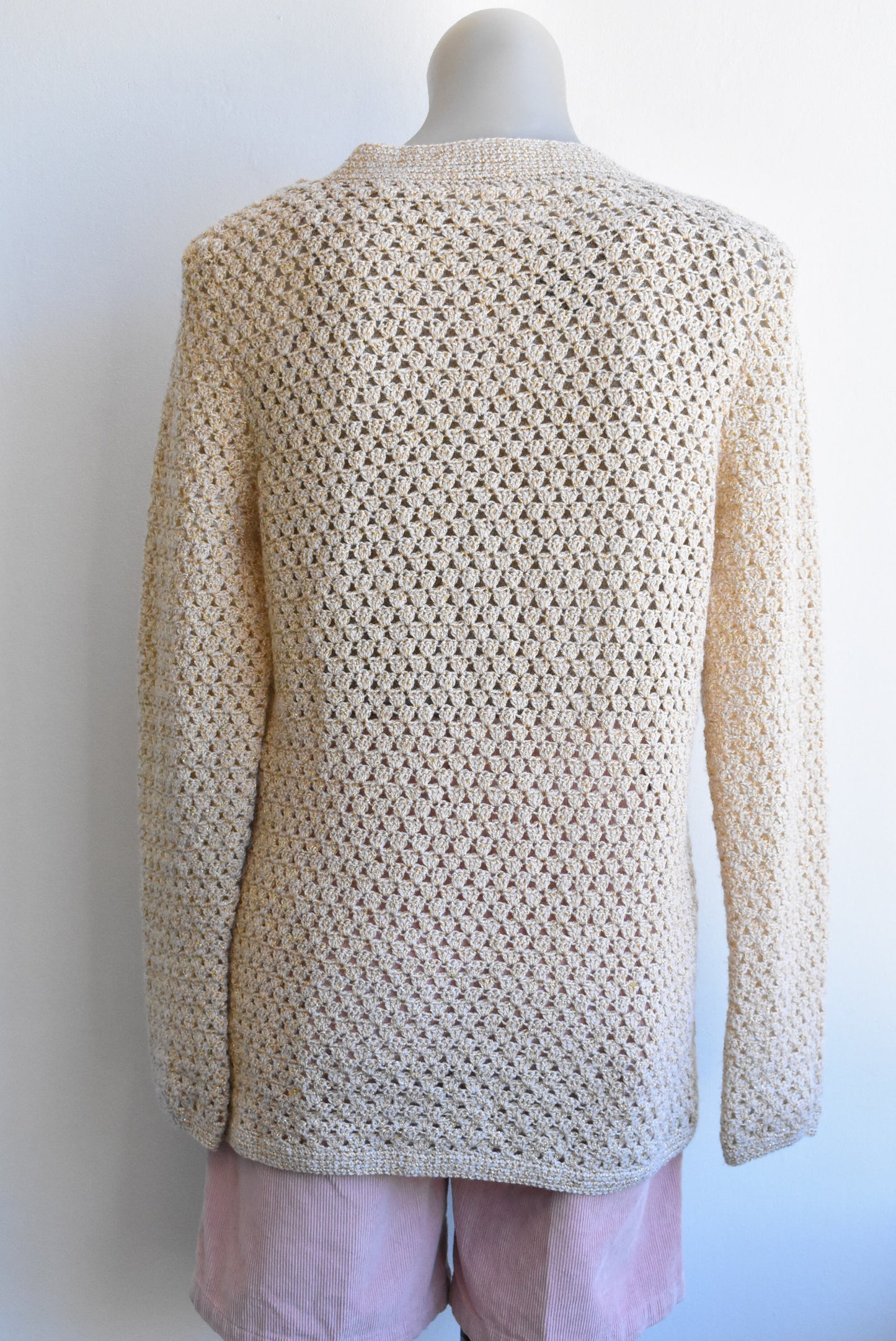 Retro crochet sparkly cardigan, M