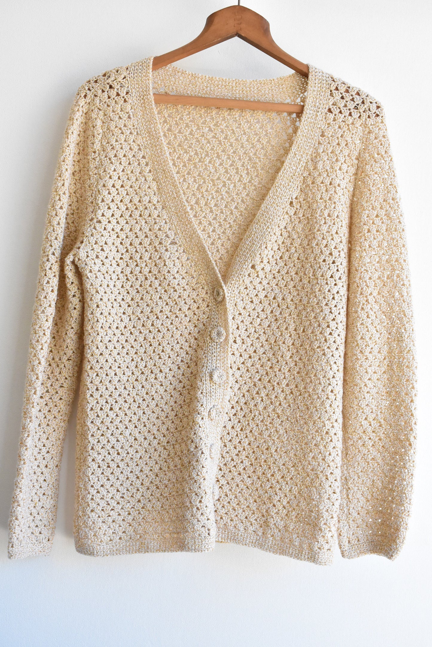 Retro crochet sparkly cardigan, M