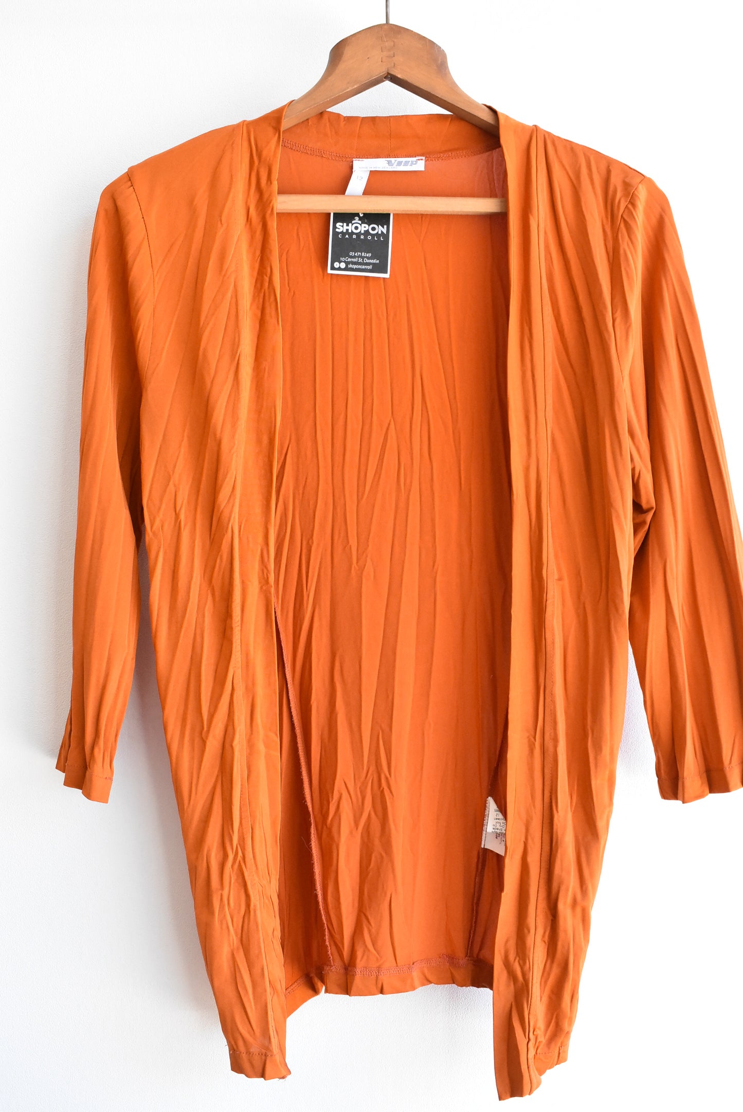 Vssp metallic orange 3/4 sleeve top, size 12
