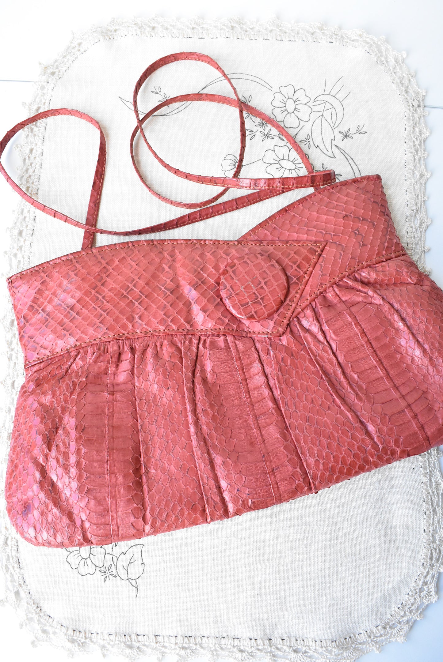 Vintage red leather shoulder bag