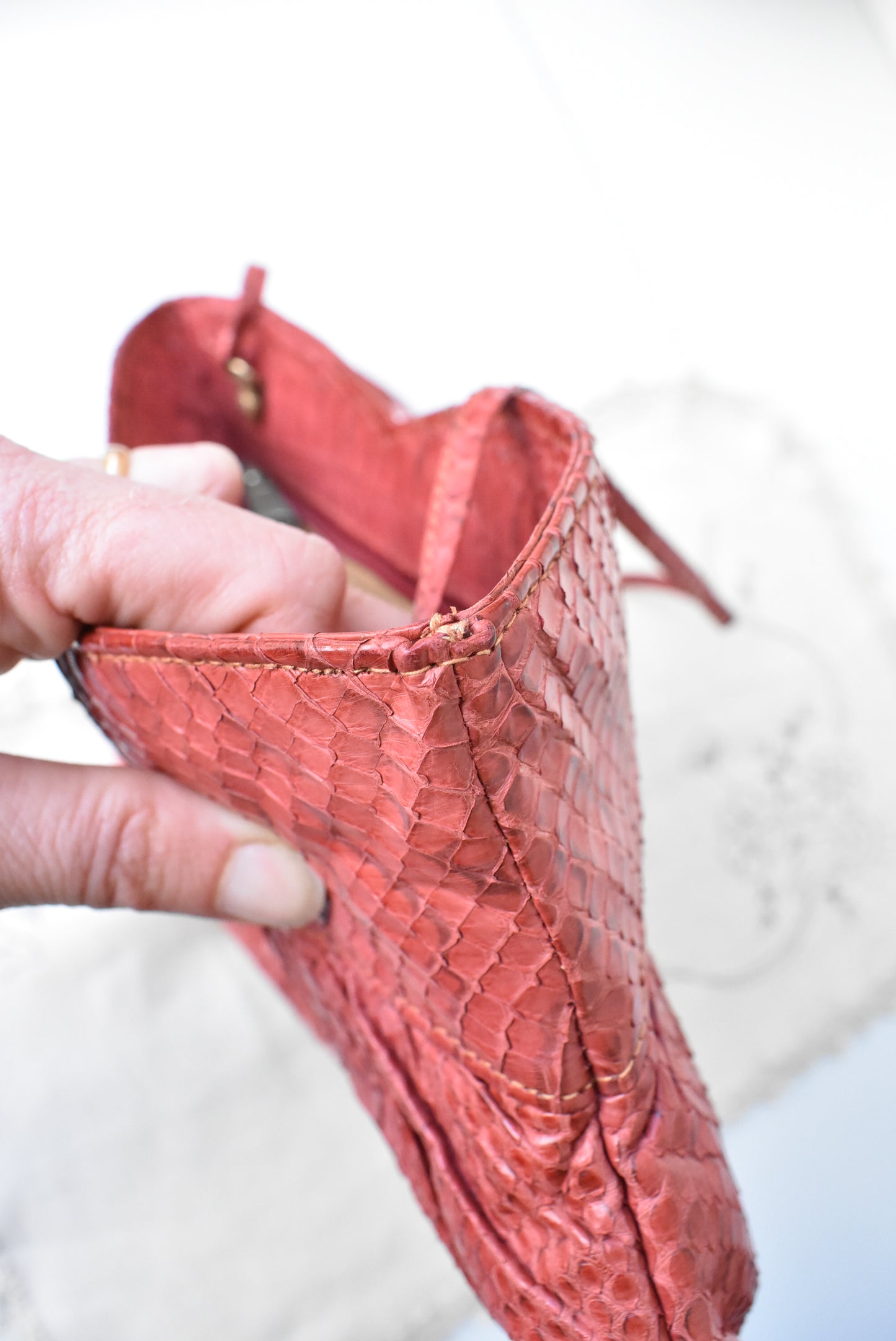Vintage red leather shoulder bag