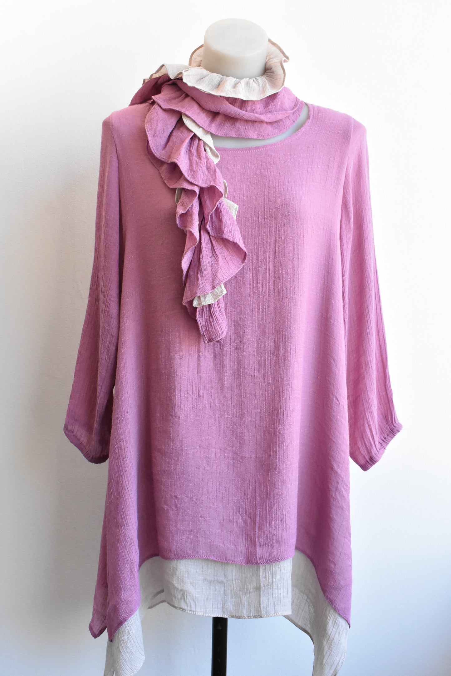 Angel Lace purple layered long sleeve tunic, size M/L