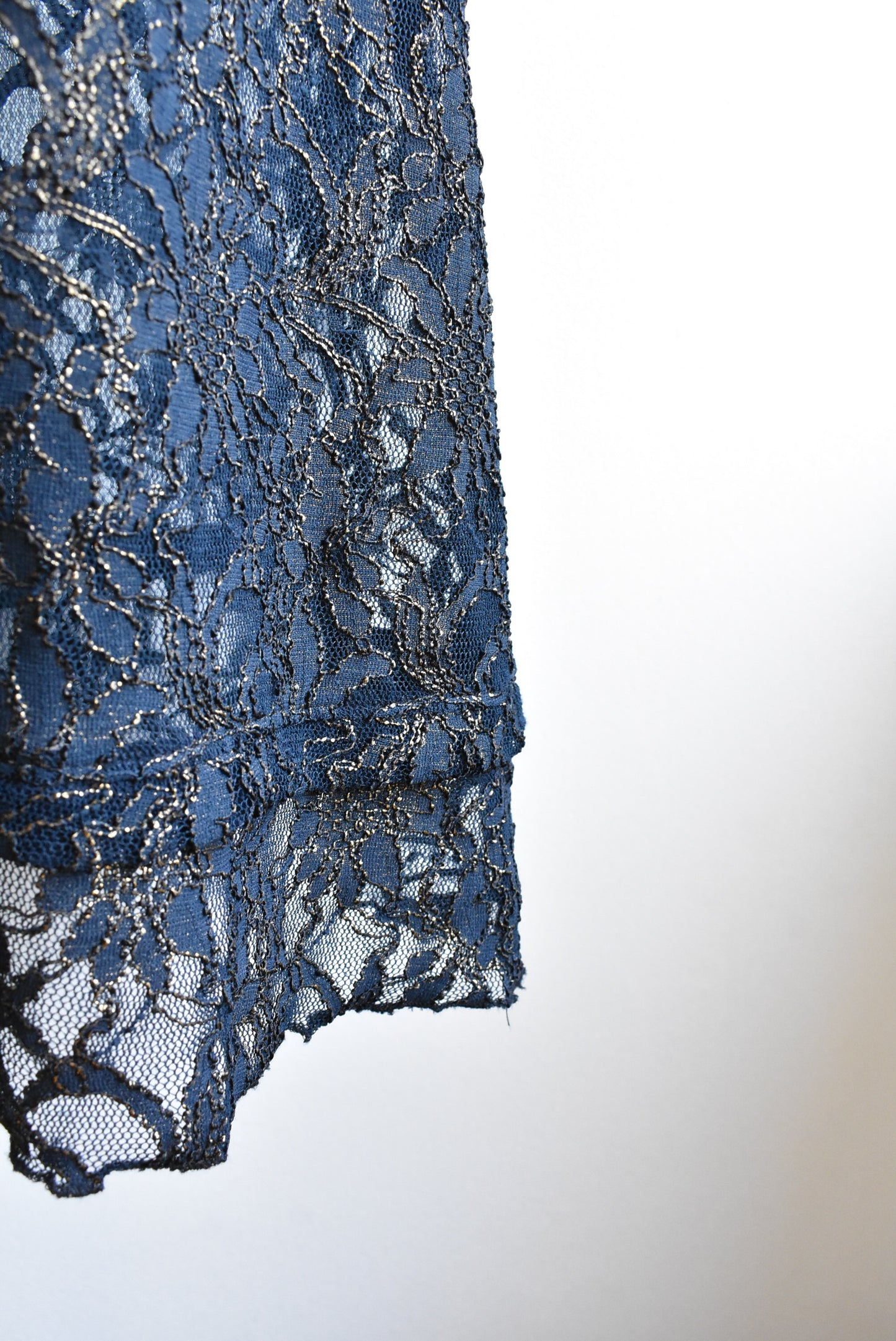 Vintage Collections navy and gold lace dress, size L