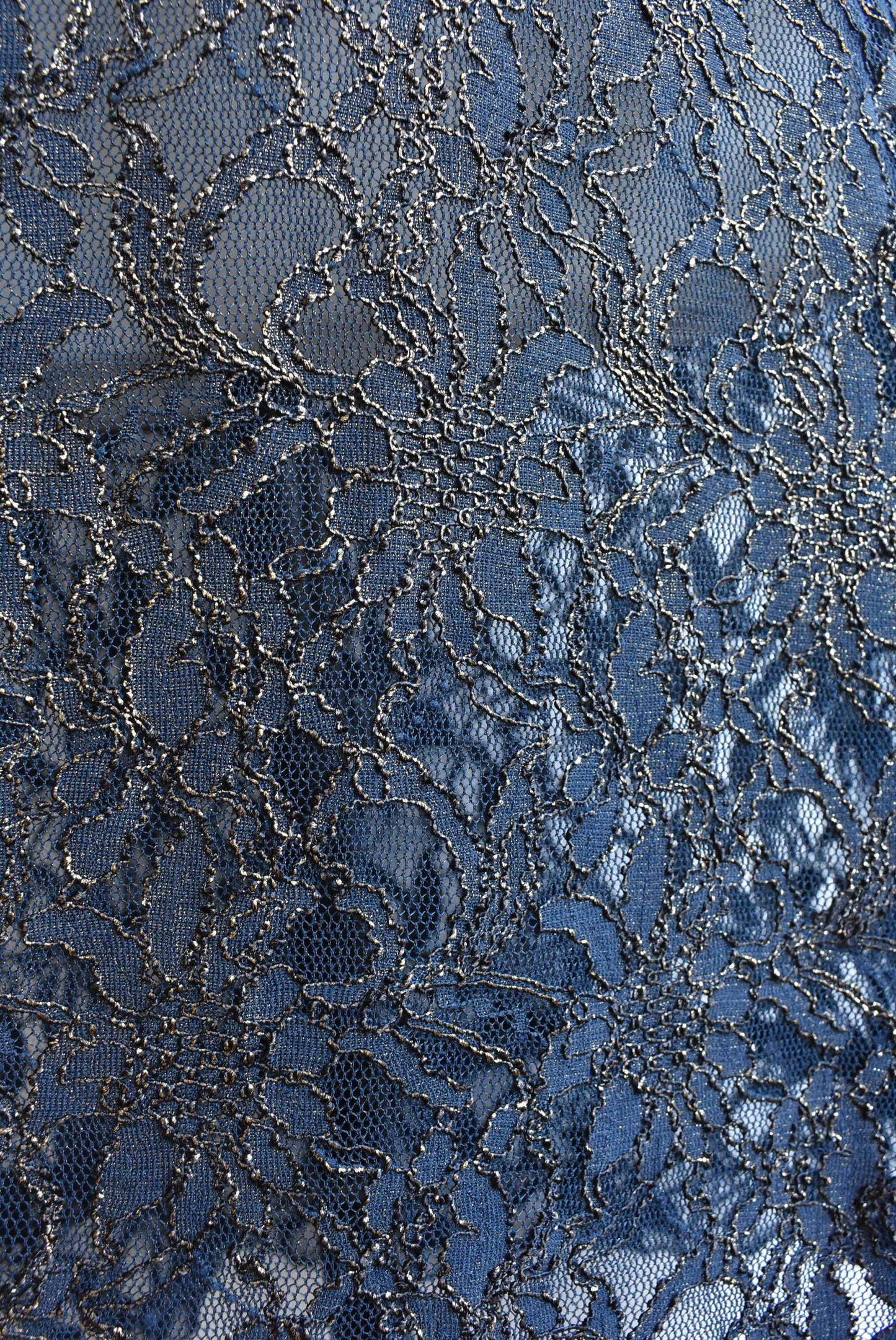 Vintage Collections navy and gold lace dress, size L