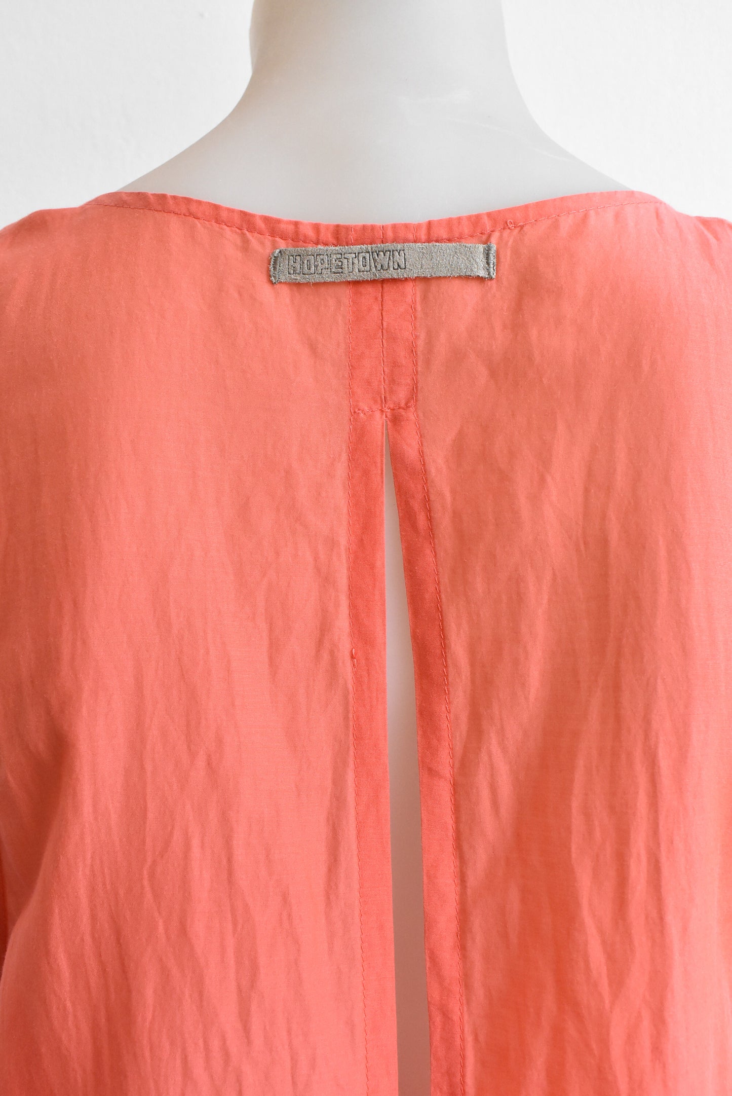 Hopetown coral silk sleeveless dress with front paneling. M