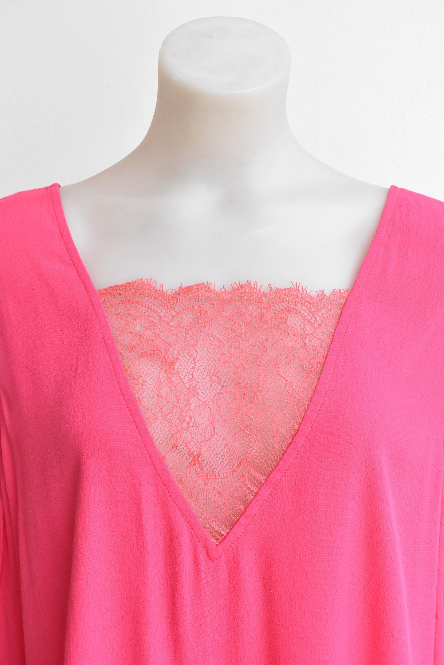 Glassons hot pink lace v neck dress, M/L
