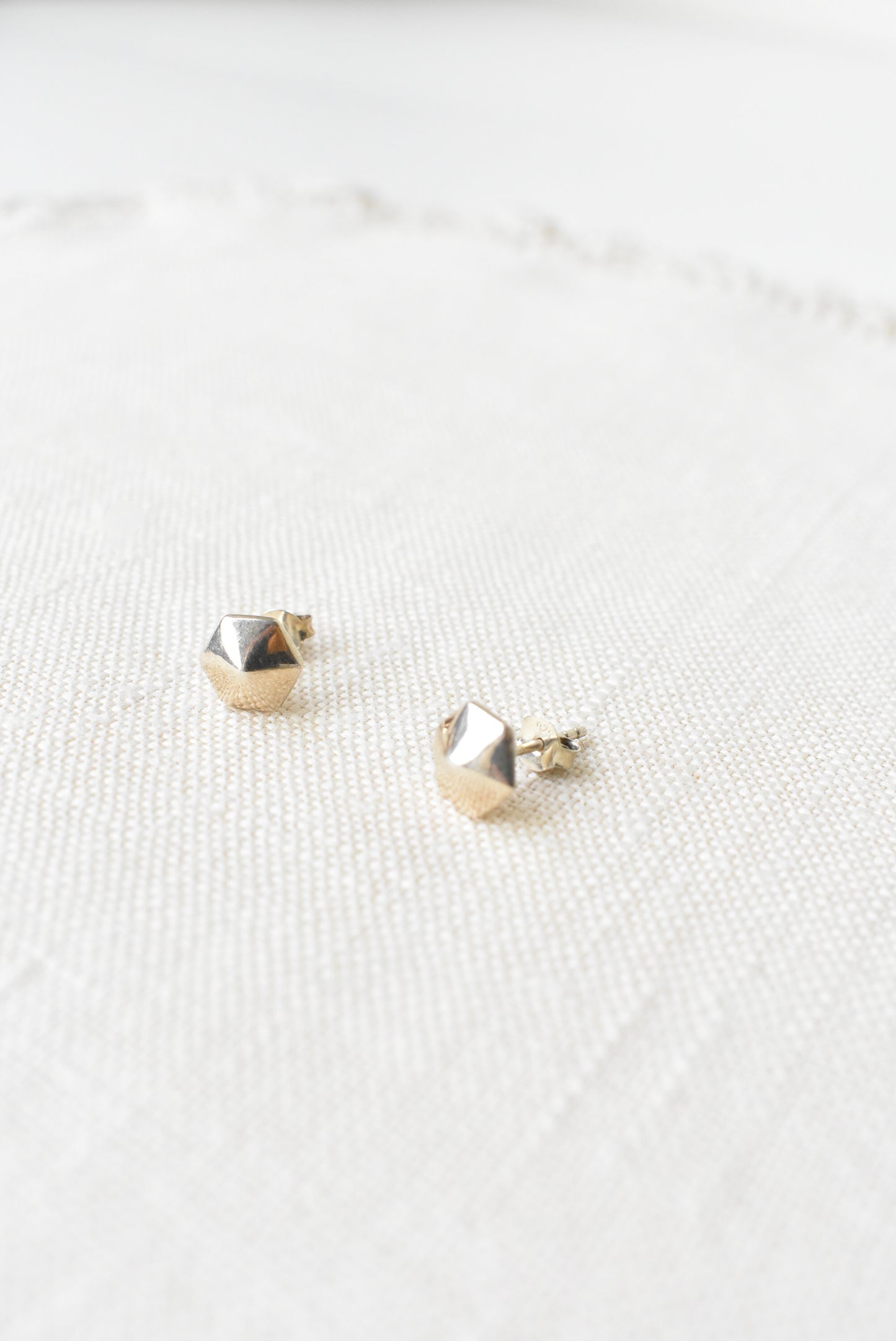 Sterling silver hexagon stud earrings
