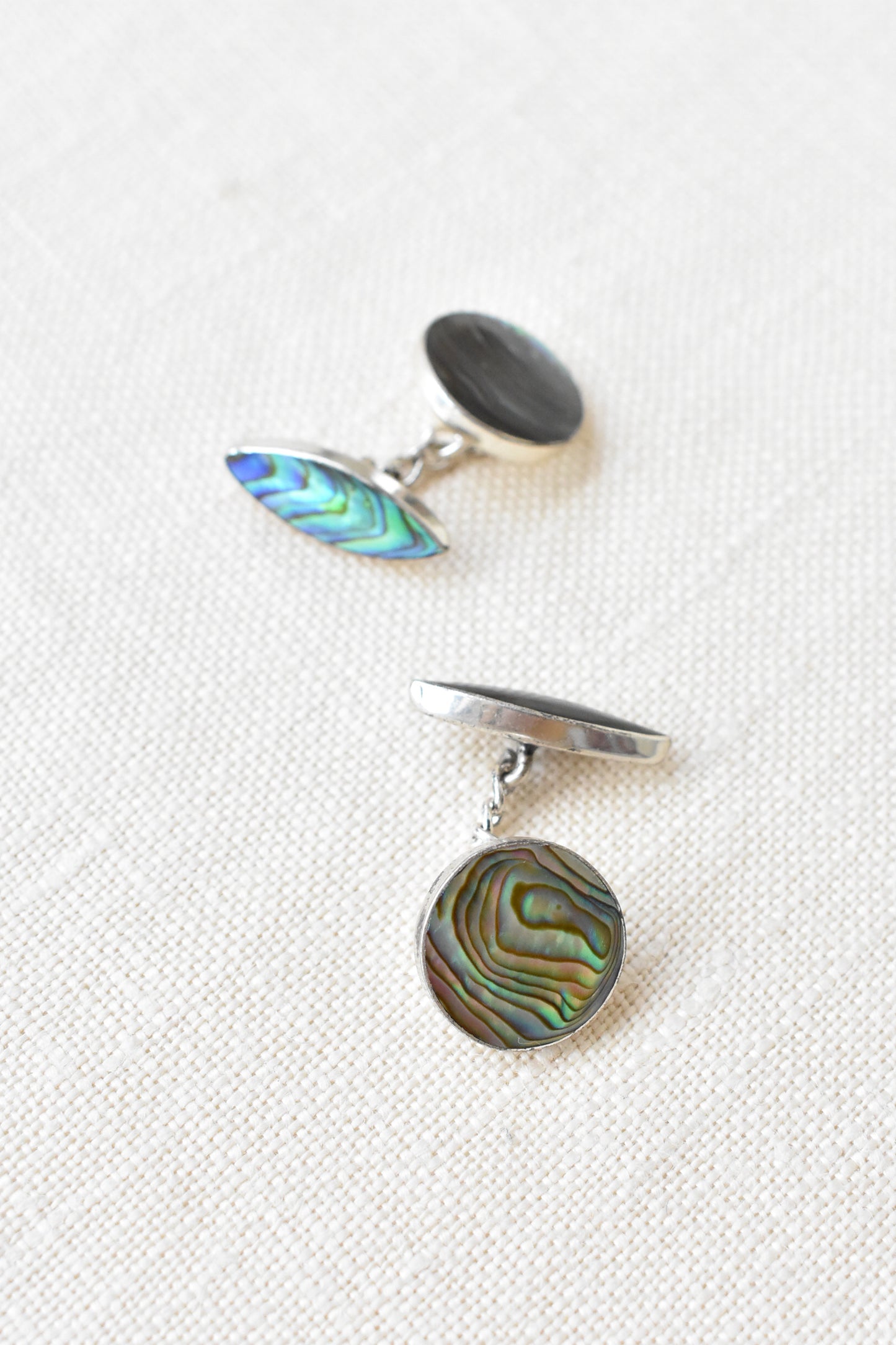 Paua shell and silver cufflinks