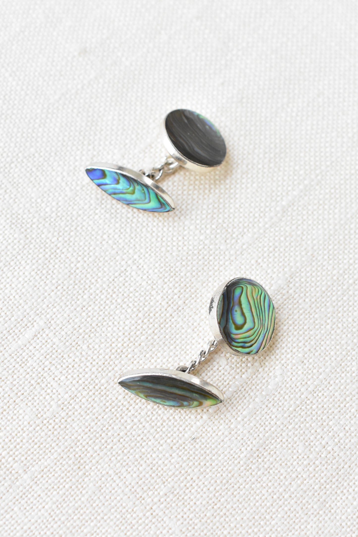 Paua shell and silver cufflinks