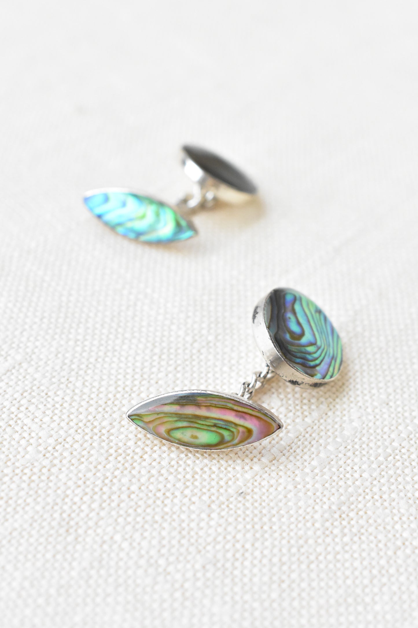 Paua shell and silver cufflinks