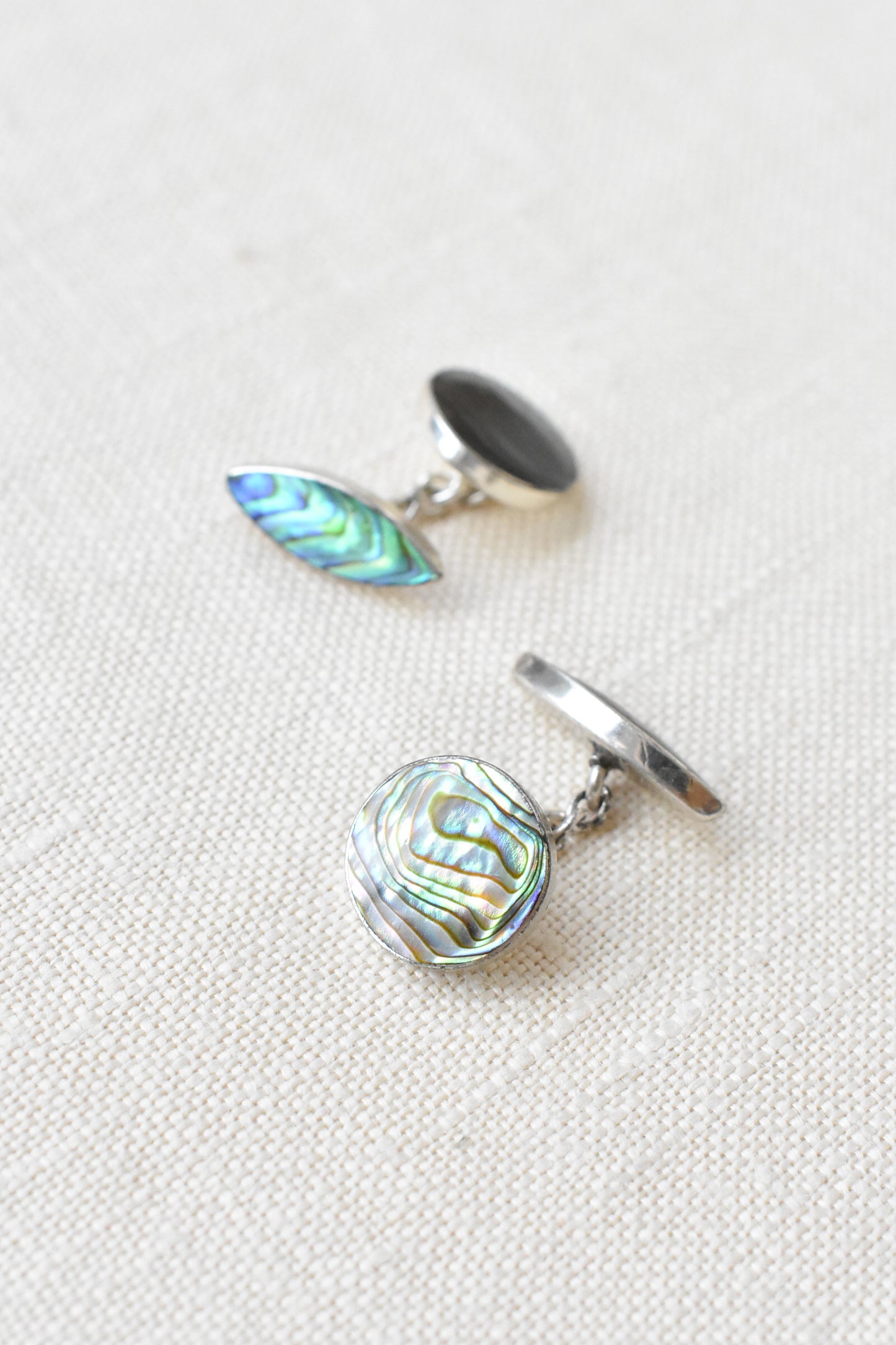 Paua shell and silver cufflinks