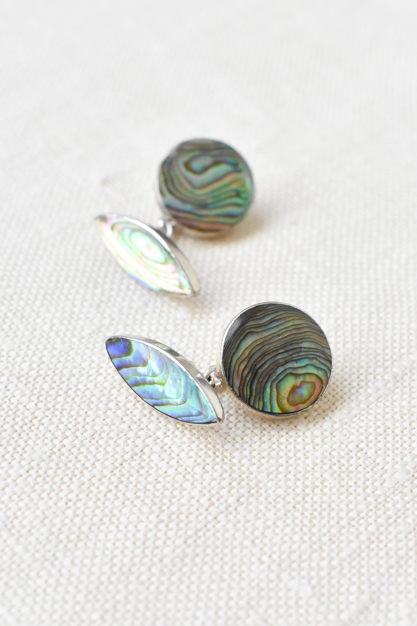 Paua shell and silver cufflinks