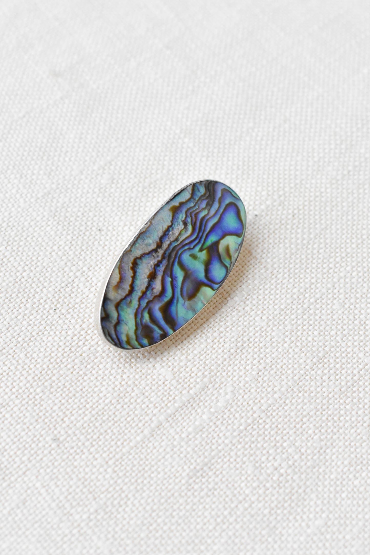 Vintage sterling silver paua brooch