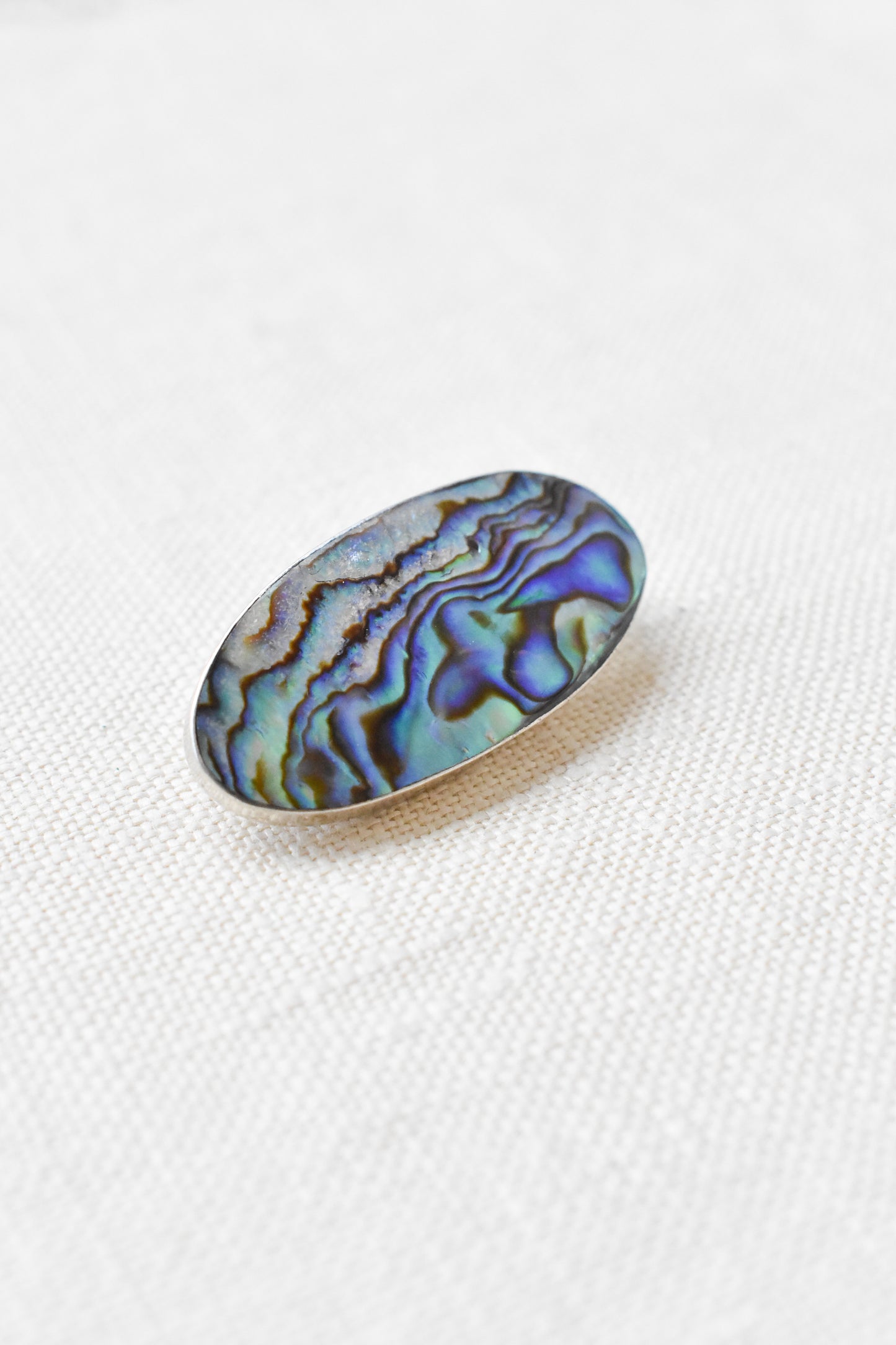Vintage sterling silver paua brooch