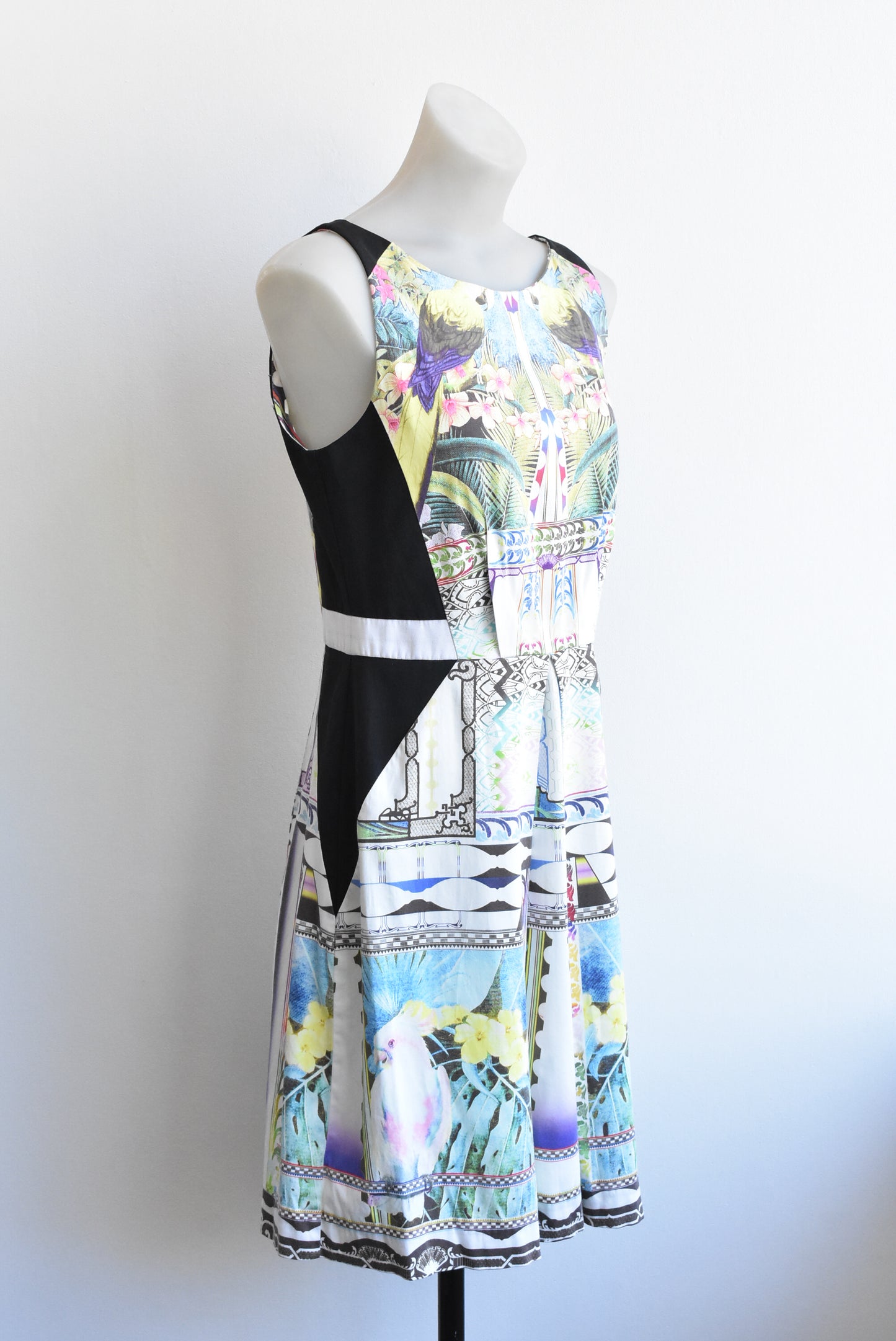 Veronika Maine multi-patterned sleeveless dress, size S