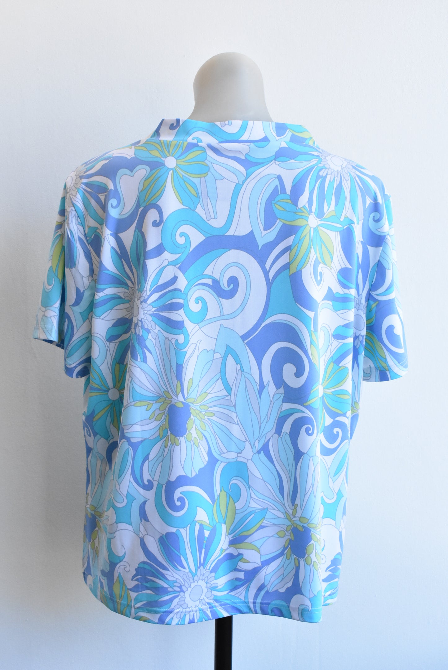 Blue floral v-neck top