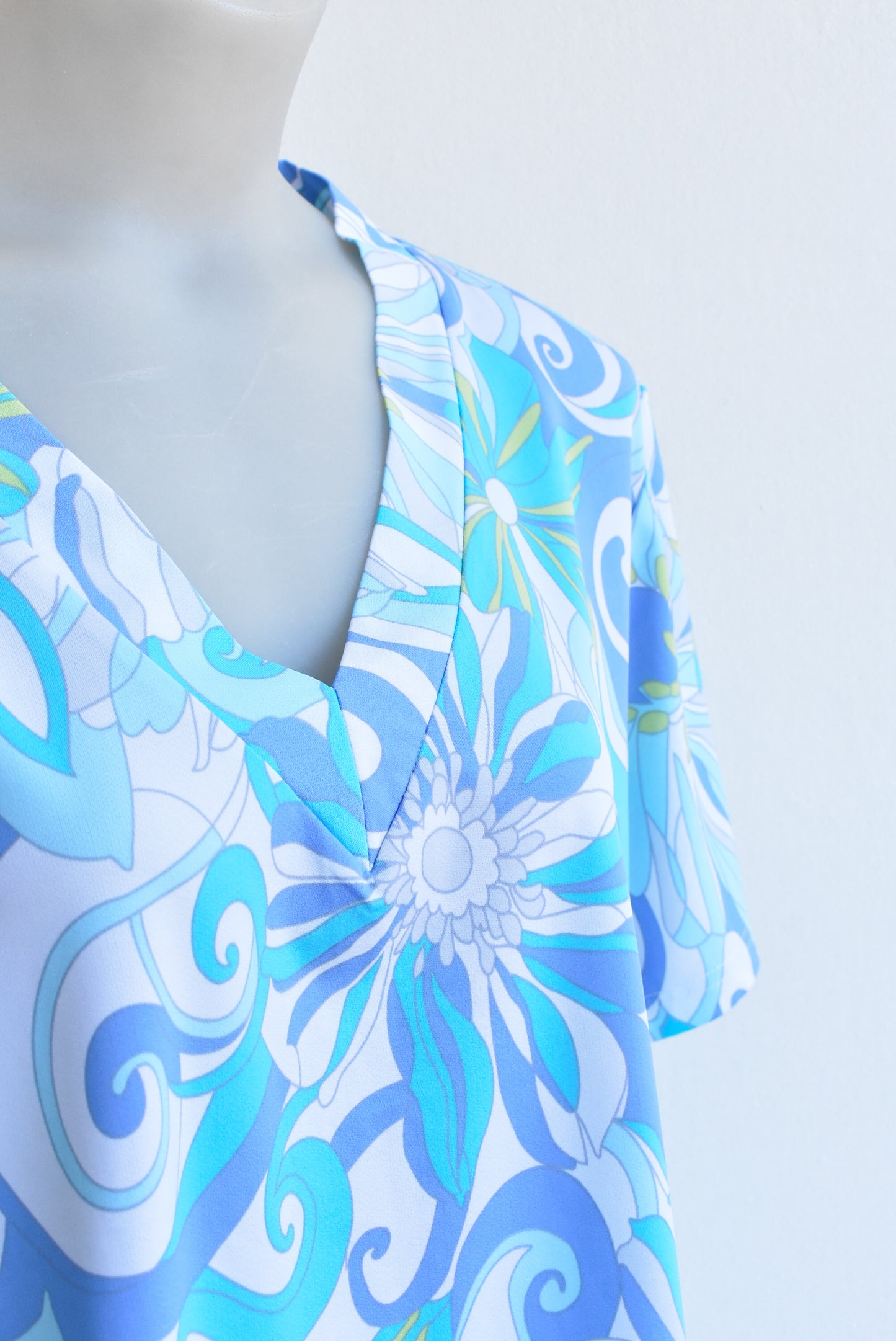 Blue floral v-neck top