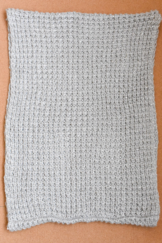 Sparkly grey knitted infinity scarf