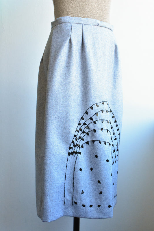 Handmade leaf detail midi skirt, S