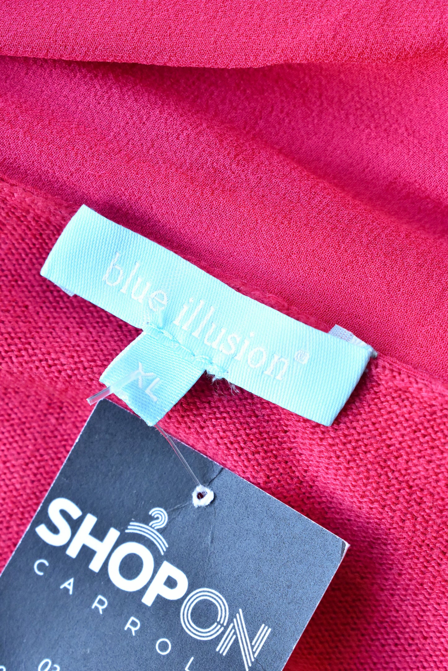 Blue Illusion cotton blend hot pink cardigan, size XL