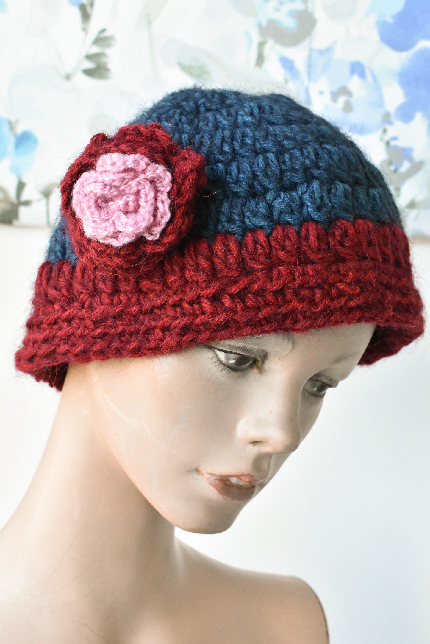 Handmade crochet flower hat