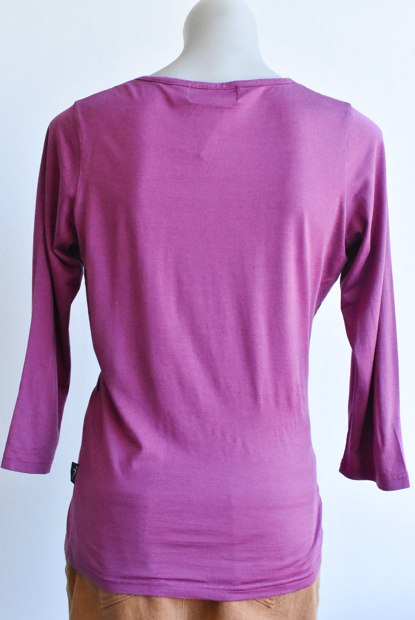 Silkbody silk blend purple wrap top, size L