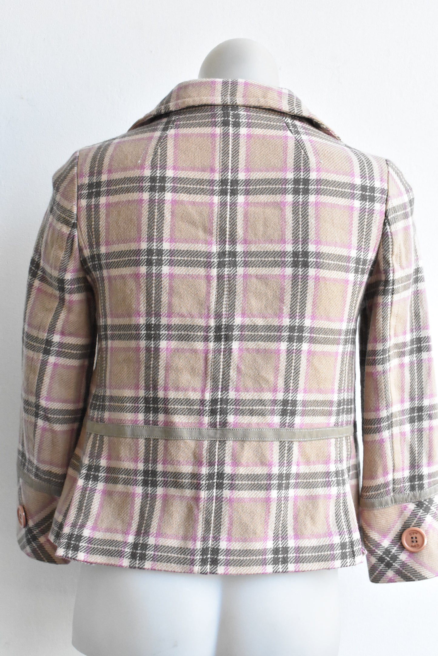 O'2nd pink and tan plaid coat, XXS