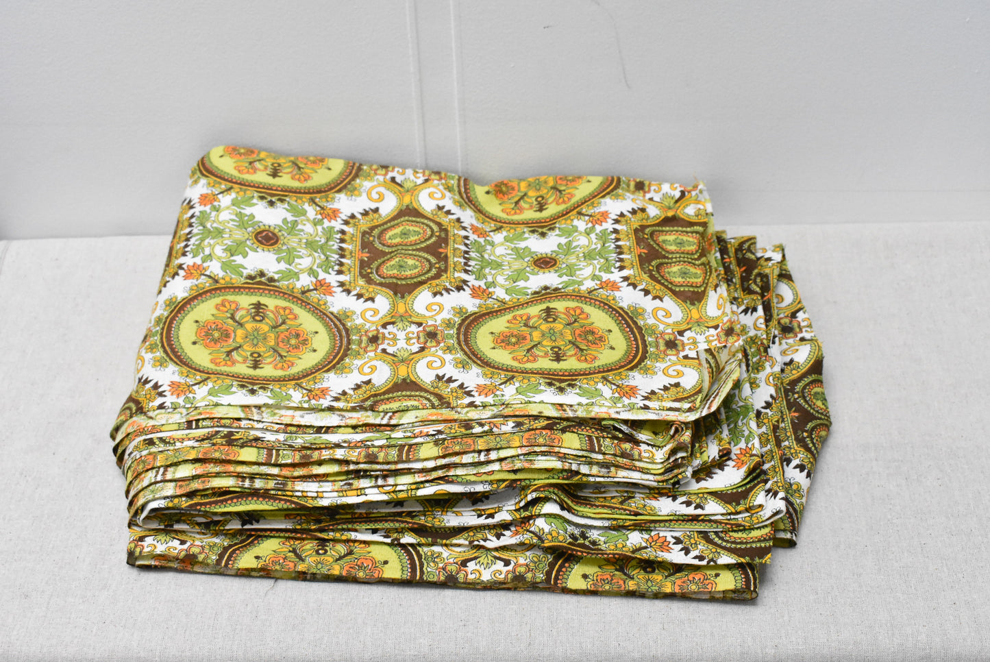 Retro print cotton curtain fabric 110cmx6.5m