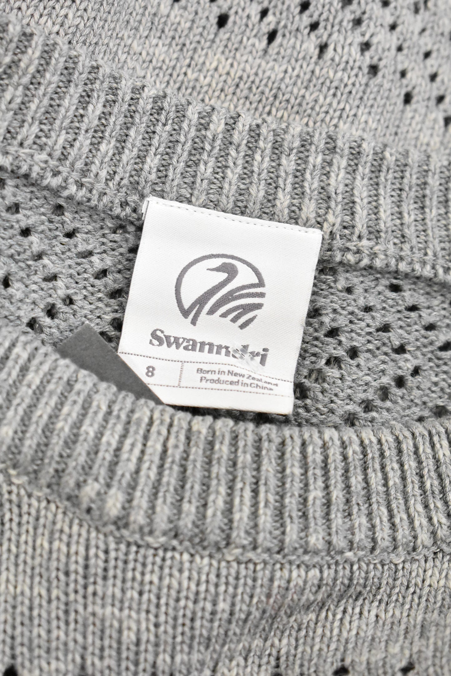 Swanndri grey cotton blend knit jumper, 8