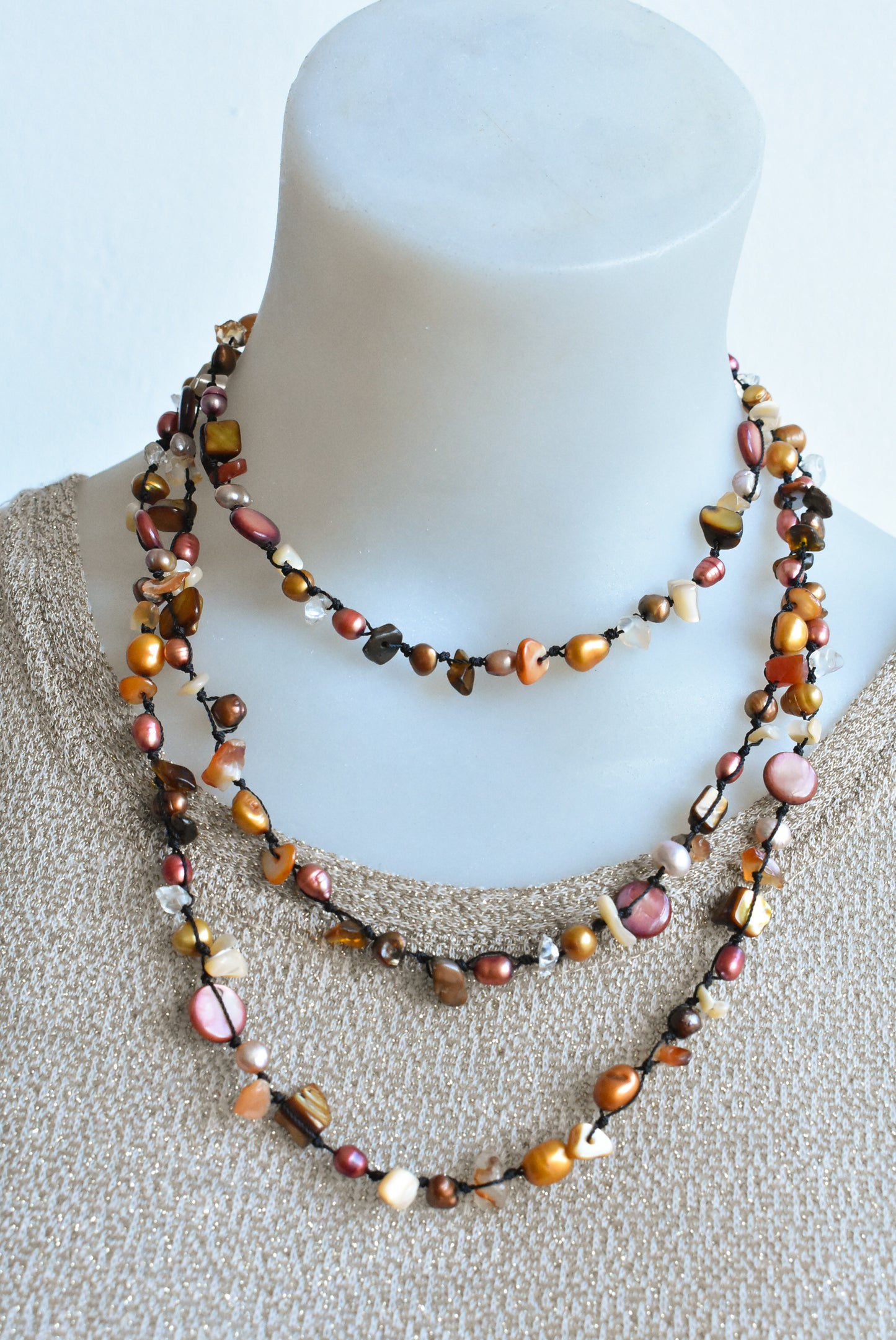 Long, semi-precious stone necklace