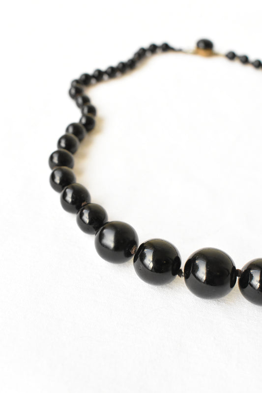 Vintage black glass bead necklace