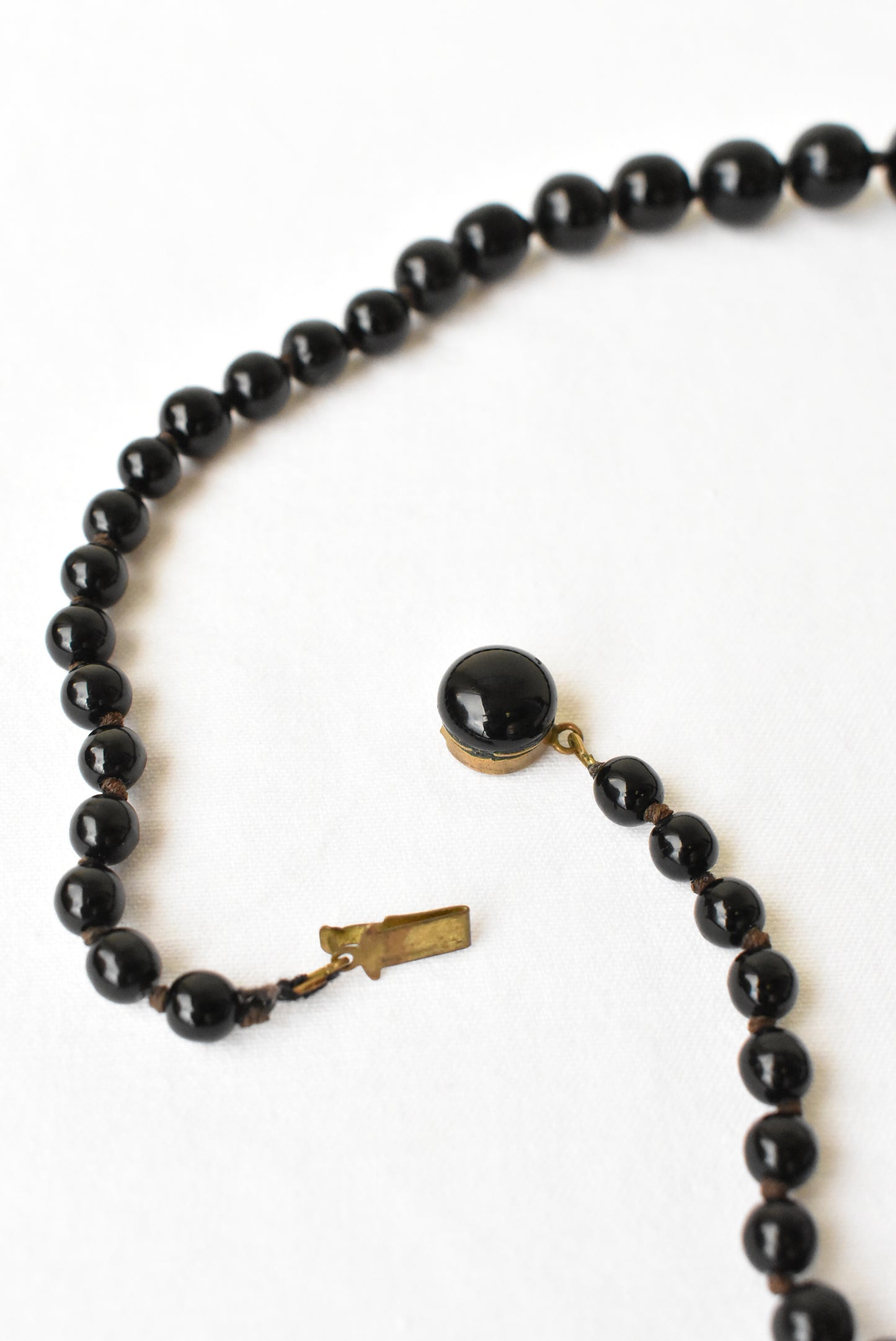 Vintage black glass bead necklace