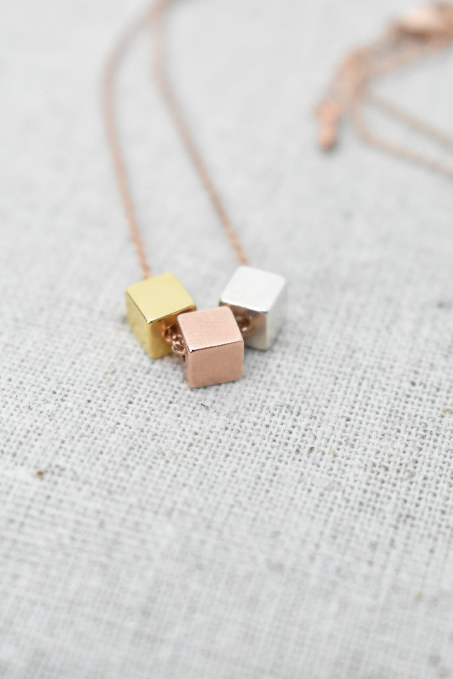 Tricolour cube charm necklace