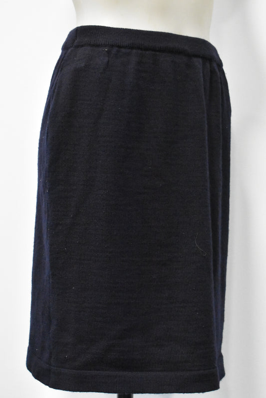 Wall Street NZ-made navy blue knit-miniskirt, L