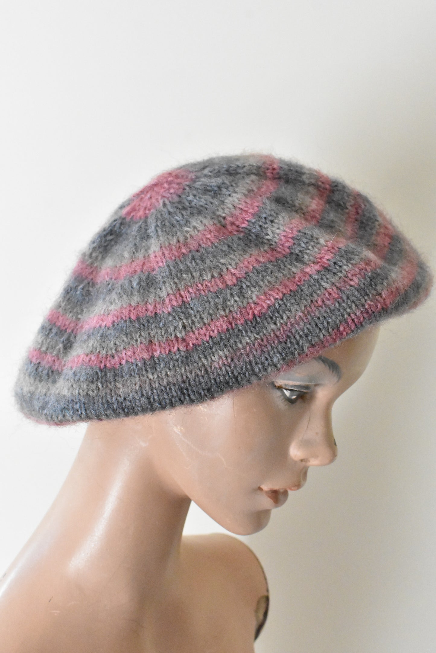 Knitted striped beret