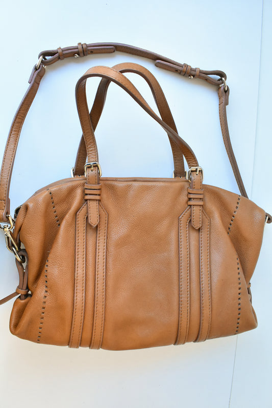 Zara tan leather and linen handbag