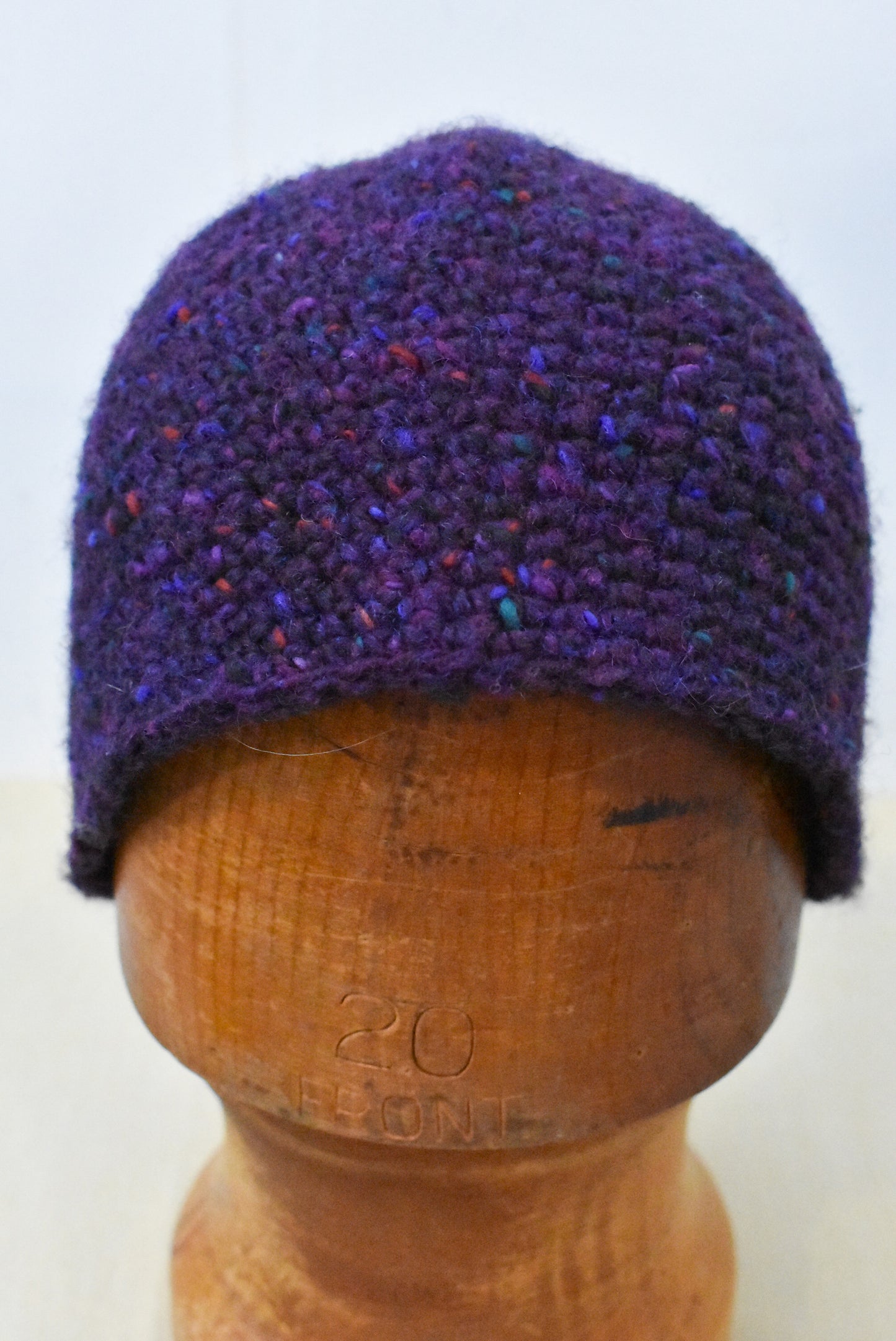 FFrog Creathions purple wool crochet beanie