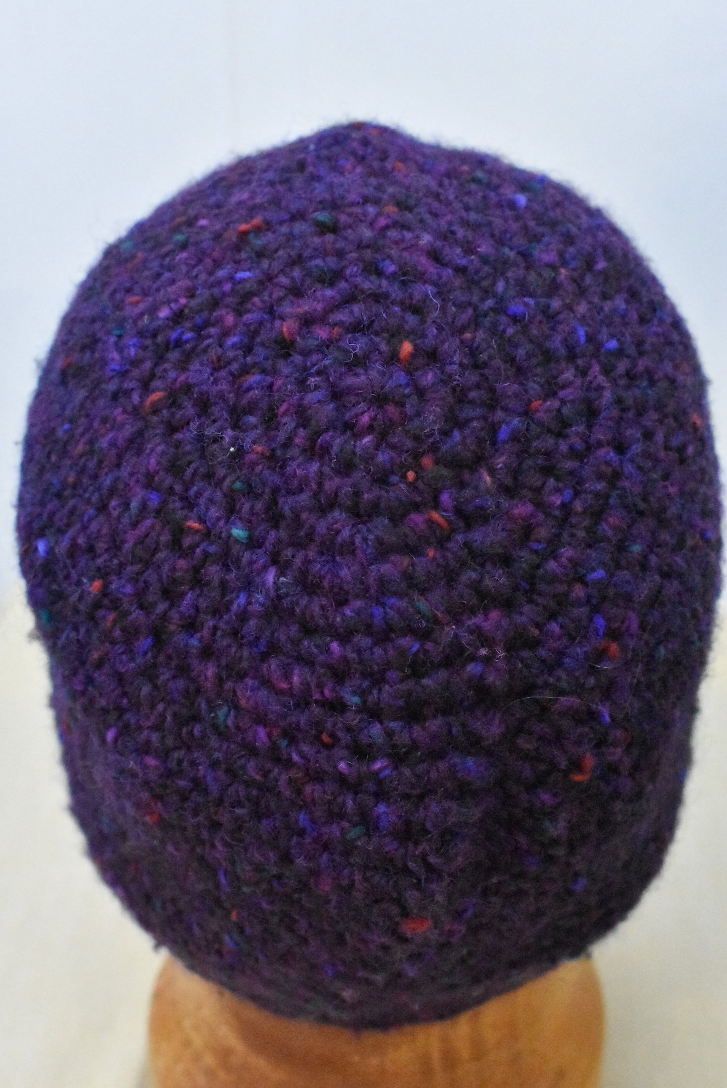 FFrog Creathions purple wool crochet beanie