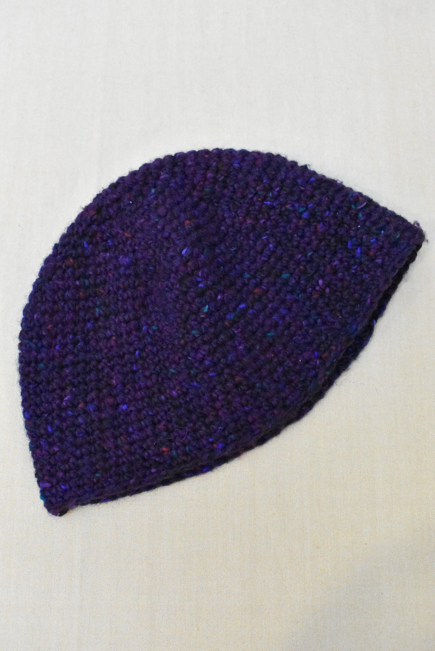 FFrog Creathions purple wool crochet beanie