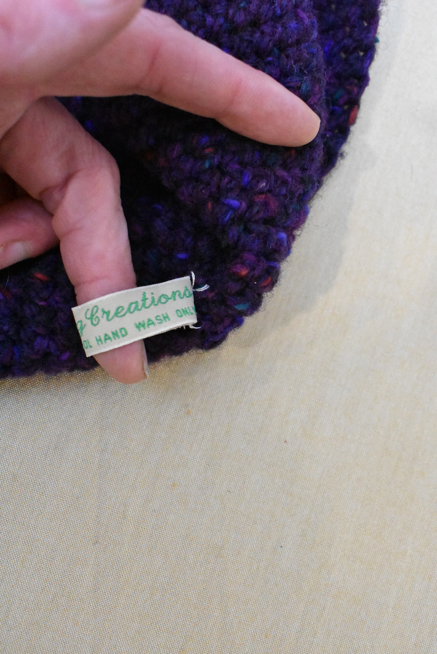 FFrog Creathions purple wool crochet beanie