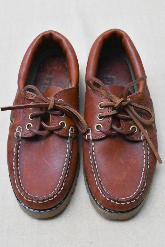 Steelers hand-sewn leather, NZ made boat shoes, UK5