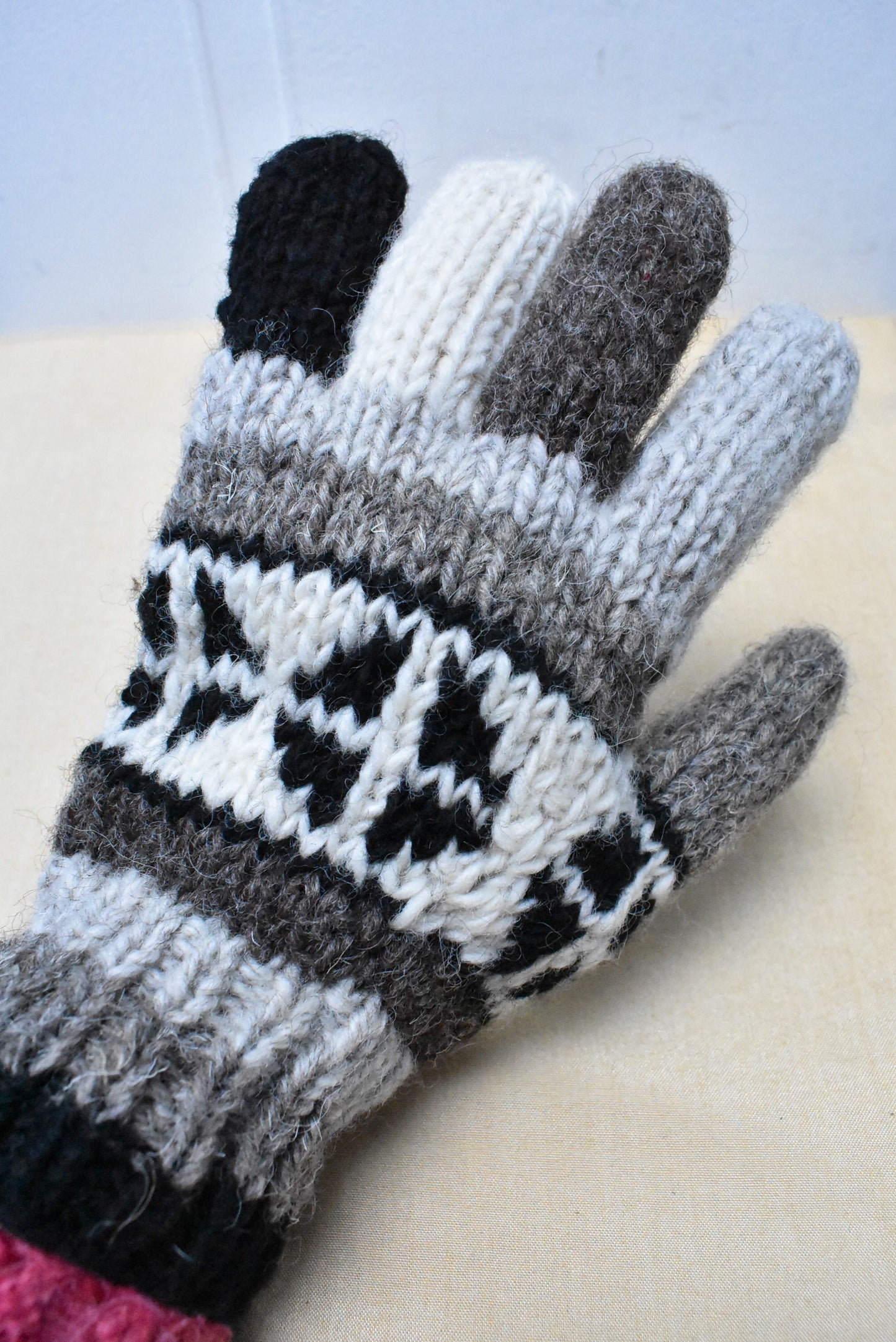 Handknit wool gloves