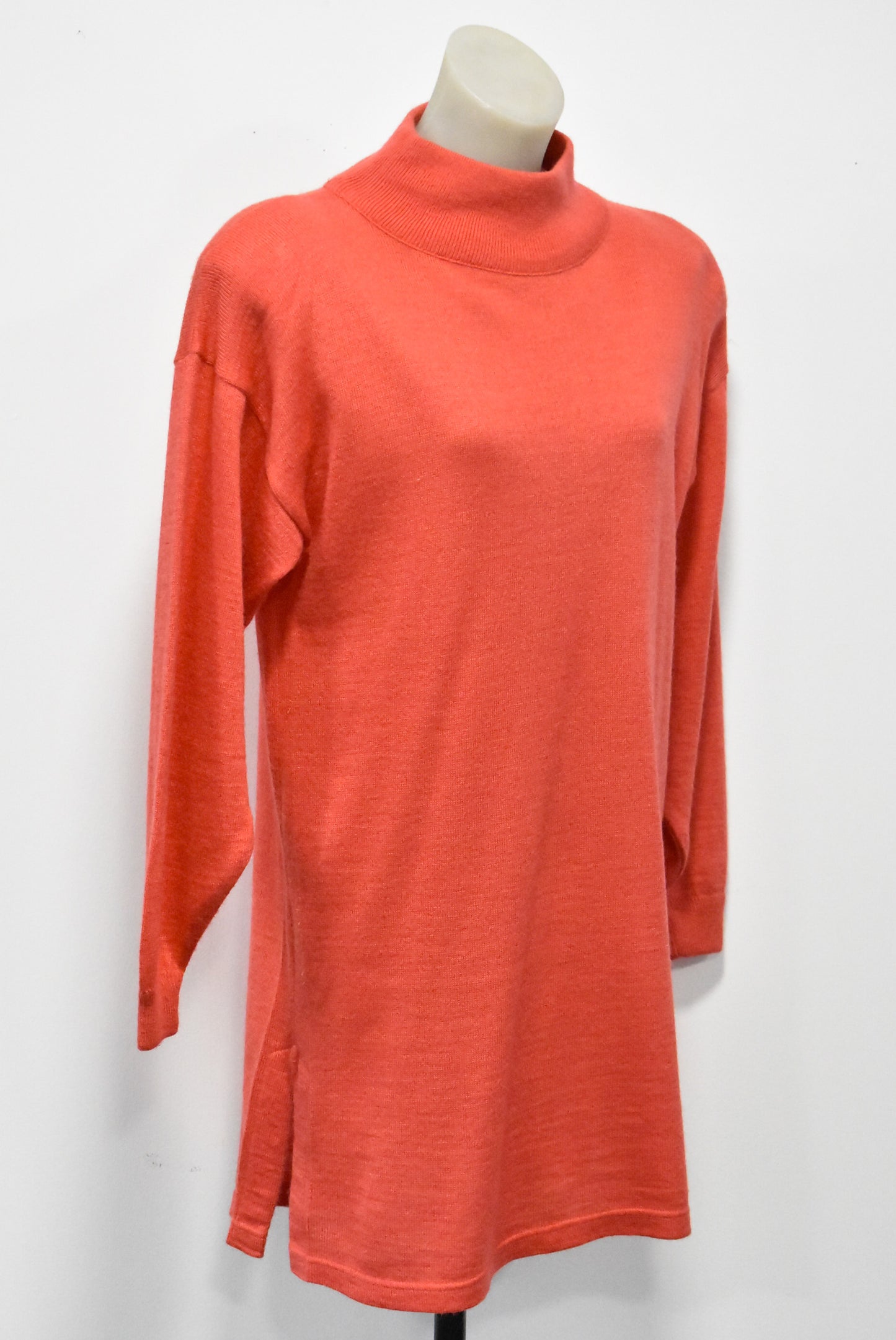 Italian Affair, retro orange turtleneck dress, S