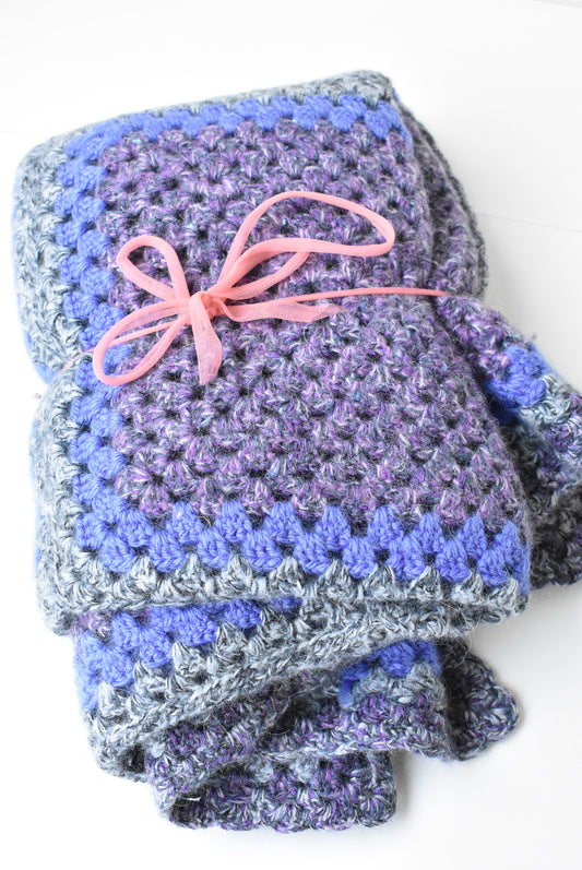Purple handmade crochet blanket