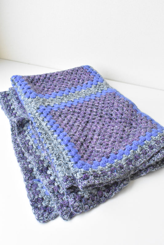 Purple handmade crochet blanket