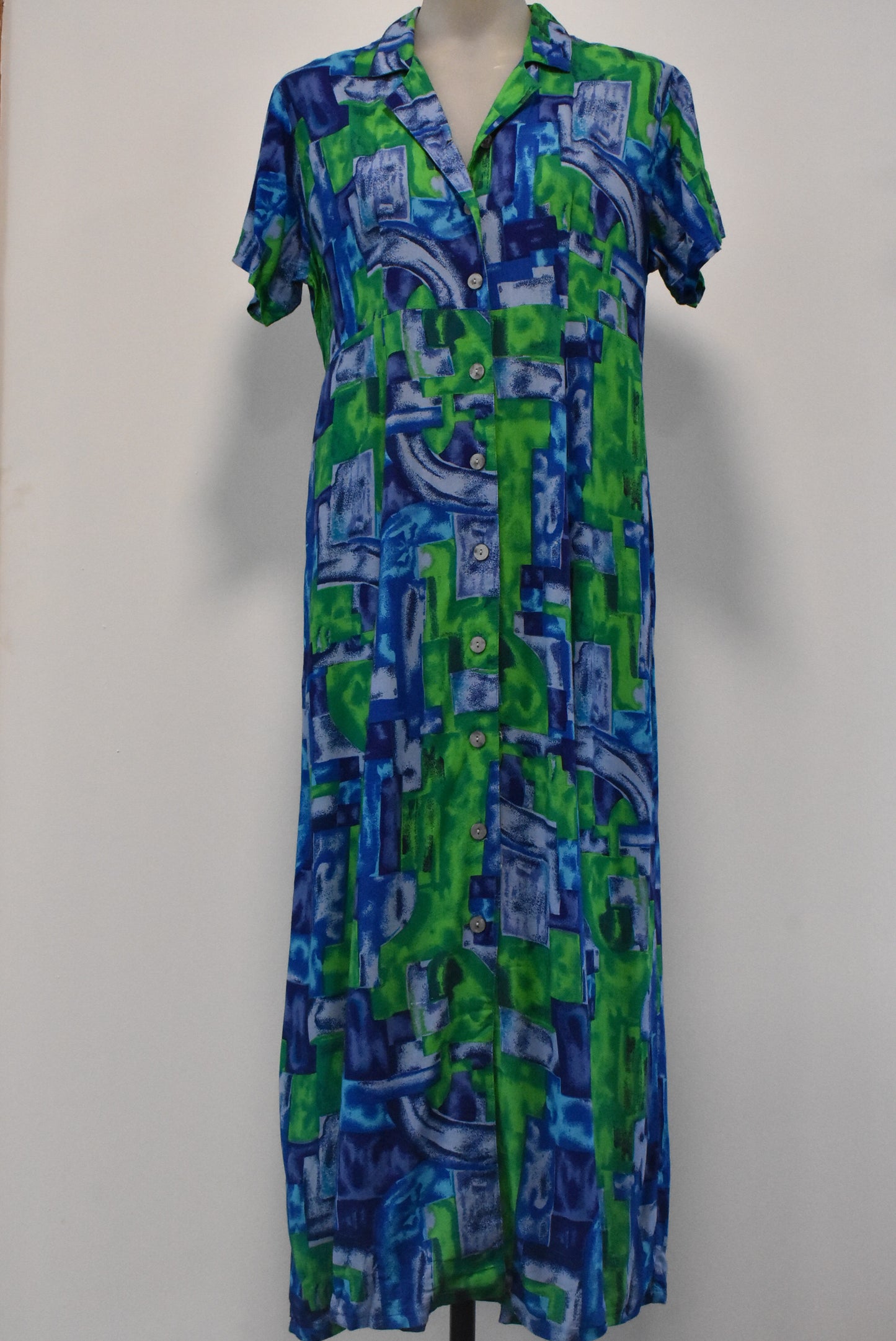 Concept Collection retro blue and green midi dress 12