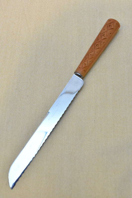 Komet Inox carved wood handle bread knife