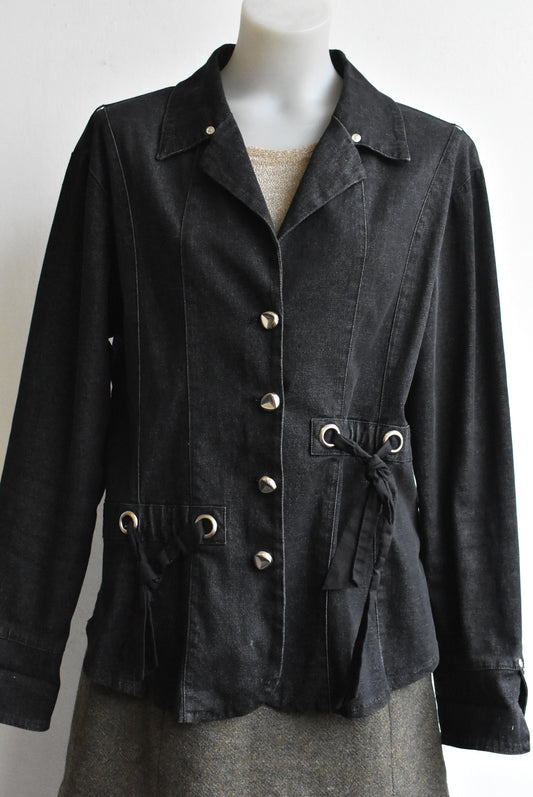 Kooky  black jacket featuring metal buttons and contrasts, size 10
